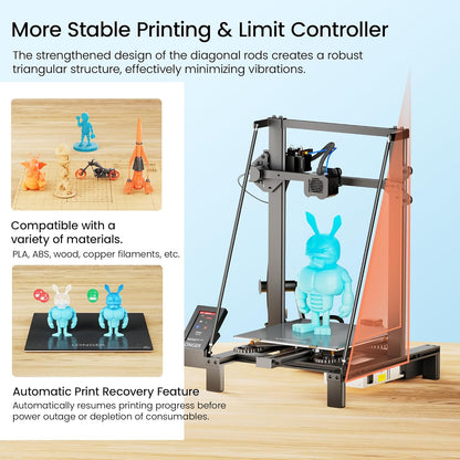 LONGER LK5 Pro 3D-printer, groot afdrukformaat 30 x 30 x 40 cm, 3D-printer met 4,3 inch touchscreen, open source, verbeterde dubbele blazenset, 0,1 mm nauwkeurig, 32-bits moederbord