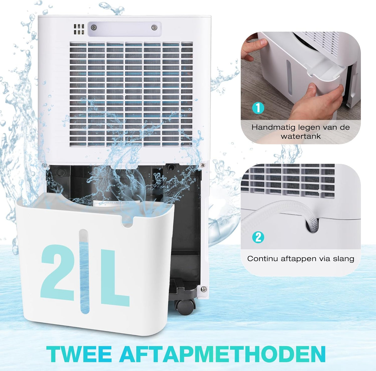 HAUSHOF Luchtontvochtiger 12L/Dag, Elektrische Ontvochtiger met 2L Tank en LED Display, 3 Modus, Dehumidifier voor Slaapkamer, Kelder, Badkamer, Verwijderd Damp