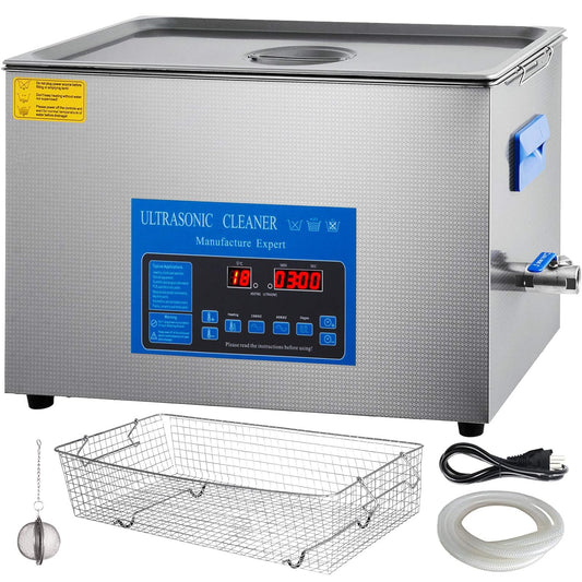 Ultrasone reiniger – Sieradenreiniger – Brillenreiniger – Ultrasoon schoonmaakapparaat – Elektronica reiniger – 22 liter roestvrijstalen tank – Instelbare verwarmingsfunctie 0-80°C - QUORE