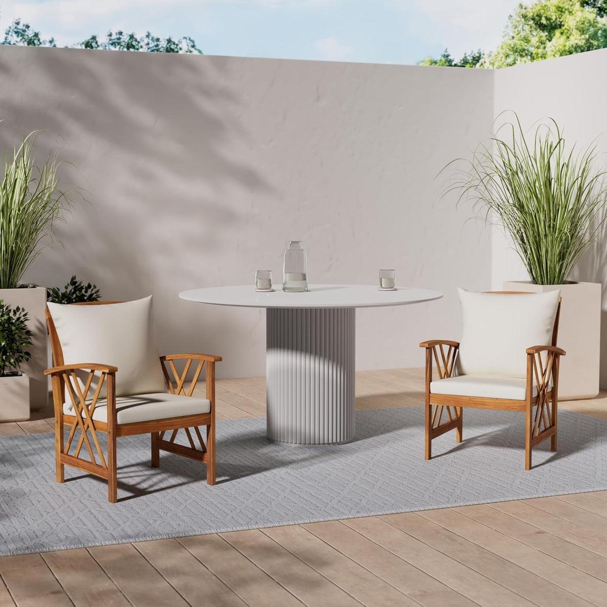 vidaXL Garden chairs 2 pcs with cushions solid acacia wood - QUORE