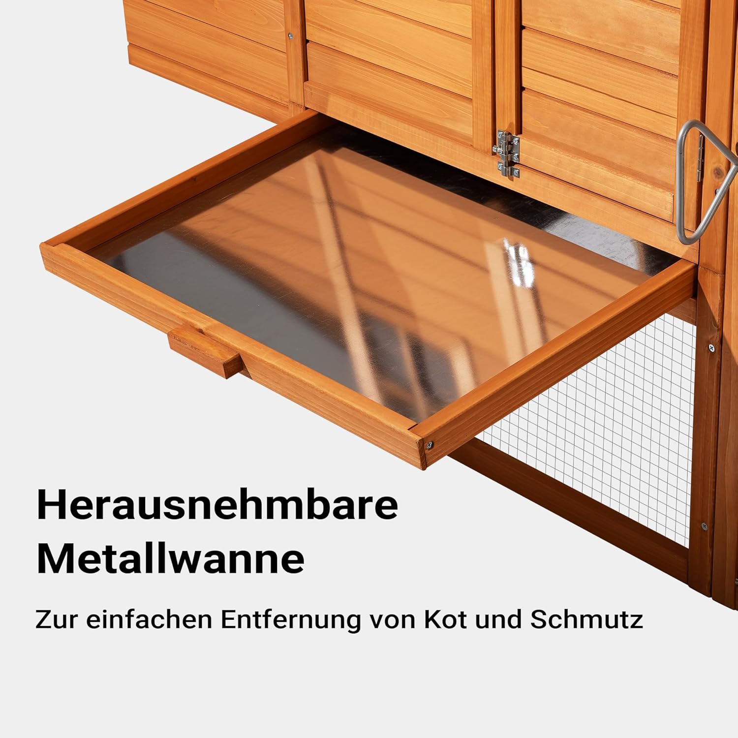 Chicken coop freeway and nesting box, spruce wood, 1720x660x1200mm, galvanized grid, excrement tray - QUORE