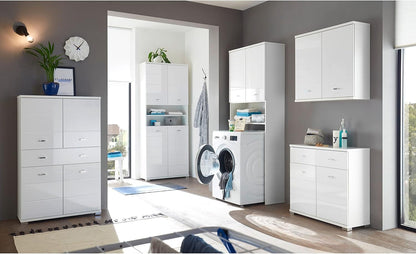 Badkamerkast – Wandkast – Opbergkast – Hangkast – Badkamermeubel – Wit Hoogglans – Ruime Opbergruimte – Compact 76x71x23 cm