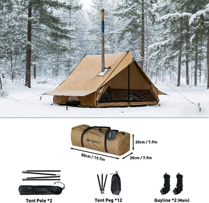 POMOLY CHALET 70 Pro draagbare huttent met kachelkrik en twee tentstokken voor 1-2 personen wandelen, jagen, backpacken | 2024