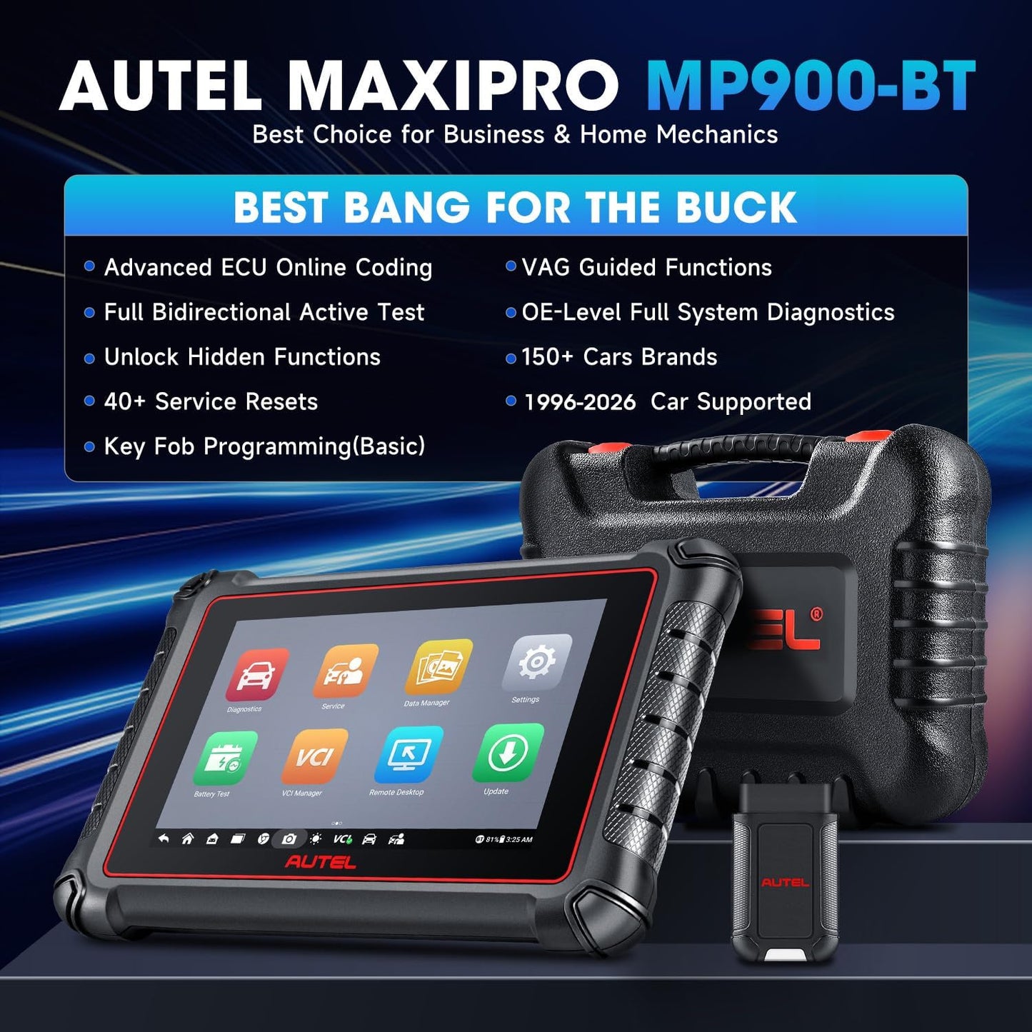 Diagnoseapparaat – Auto Scanner – OBD2 Scanner – Voertuig Diagnose Tool – ECU Codelezer – Draadloos Bluetooth – 8 Inch HD Touchscreen