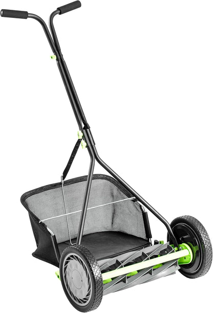 Kooimaaier – Handgrasmaaier – Spindelmaaier – Grasmaaier – Gazonsnijder – 9 Messen – 40,6 cm Maaibreedte – Opvangmand 35 Liter – Zwart