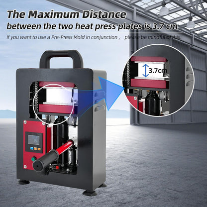 Handmatige hydraulische hittepersmachine, 5T handmatige hydraulische warmtepers warmtepers machine dubbele verwarming plaat colofonium extractiemachine (rood)