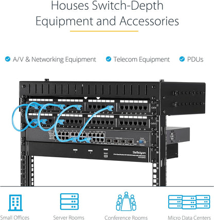 2-Post 12U 19 Inch Open Frame Rack – Serverrek, Netwerk Rack, Patchkast, Datarack – Wandmonteerbaar Met Verstelbare Diepte 30,5 Tot 50,8 Cm – Draagvermogen Tot 90 Kg