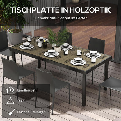 Tuintafel – Tuin Eettafel – Balkontafel – Picknicktafel – Buiten Tafel – Weerbestendig Kunststof Blad – Aluminium Frame 190x90 cm – 8 Persoons