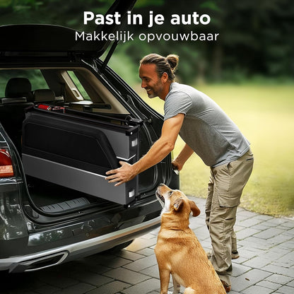 Hondenfietskar XL – Opvouwbare fietskar voor grote hond (tot 45 kg) – Waterdicht, met vering, oprijplaat & comfortabele ruimte – Geschikt voor e-bike