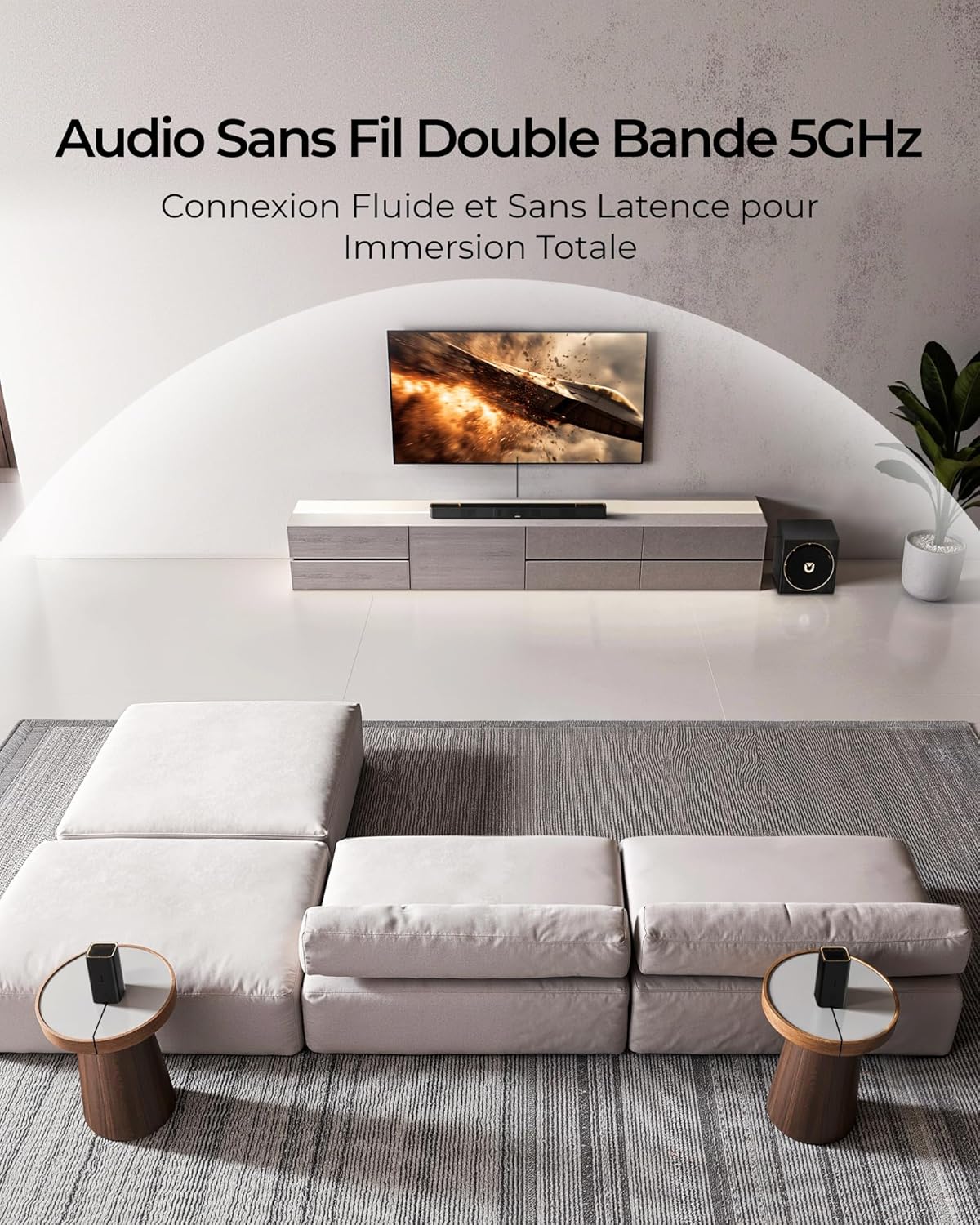 ULTIMEA Skywave X50 5.1.4 Professionele soundbar met Dolby Atmos, 760 W surround sound systeem met 8 inch subwoofer en 2 draadloze achterluidsprekers, GaN-versterker, 4K HDR-pass-through, HDMI eARC
