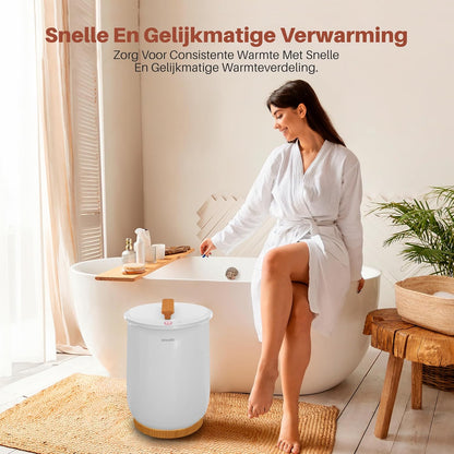 Serenelife Towel Warmer, Electric Bucket Towel Heater for Spa and Bathroom, With Portable Handle, Fits 2 Large Bath Towels/Bathrobes/Pajamas, Auto Shut Off Function, White - QUORE