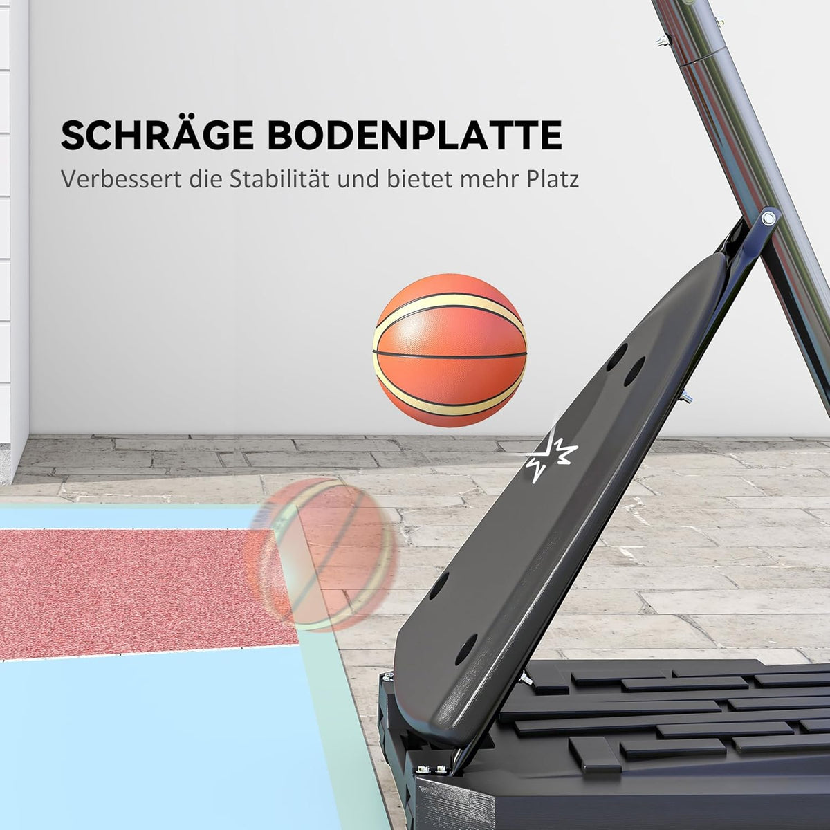 Basketbalstandaard – Basketbalring – Basketballoop – Basketbalset – Basketbalrek – Verstelbare Hoogte 293-350 cm – Stalen Frame Met Wielen - QUORE
