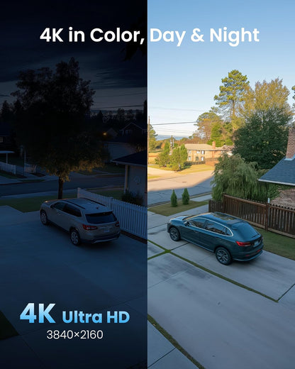 ZOSI 4K WiFi 6 buiten bewakingscamera set, 8MP NVR met 1TB HDD, 4X 360° WLAN camera met persoons- en voertuigdetectie, kleuren nachtzicht, C296B