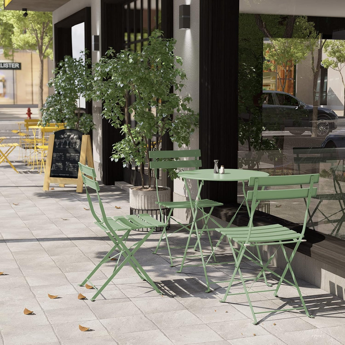 Grand patio Bistro Set 3-delig, tuinmeubelset, zitgroep, 2 stoelen en 1 tafel, inklapbaar, balkonset voor binnenplaats, tuin, buiten (groen)