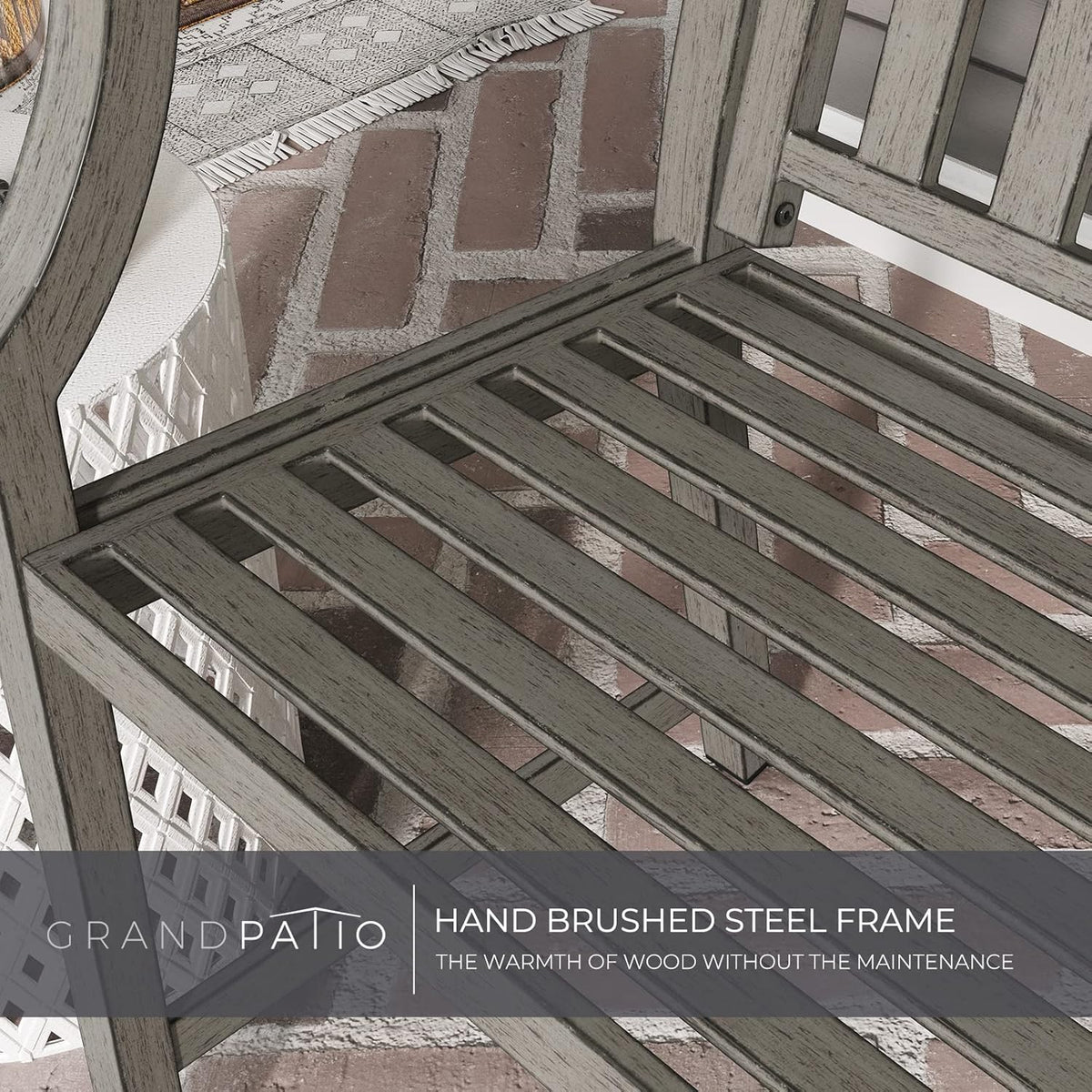 Grand patio Buitenbank, tuinbank met roestwerend aluminium stalen metalen frame, kleuren naar keuze, geschikt voor binnen, buiten, terras, park (grijs)
