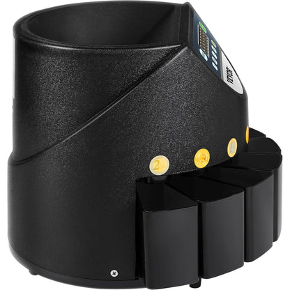 VEVOR Professionele euromuntenteller, 220 V, 300 munten per minuut, muntsorteerder, 7-cijferig led-display, munttelmachine met 8 zeer nauwkeurige verzameldozen