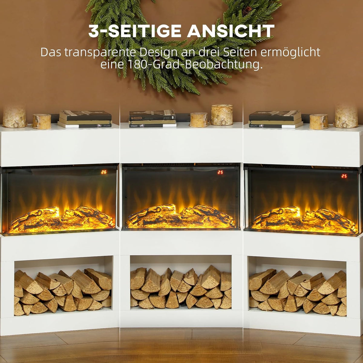Elektrische Haard – Sfeerkachel – LED Inzethaard – Open Haard – Decoratieve Haard – 1000/2000 Watt Verwarming – Instelbare Thermostaat Met Timer