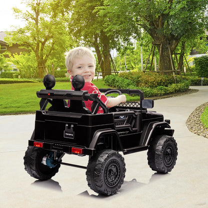 12 V Glijauto voor kinderen, gelicentieerde Toyota-glijauto, op batterijen, elektrische kinderauto met afstandsbediening, muziek, ledverlichting, veersysteem, dubbele deuren, veiligheidsgordel (zwart)