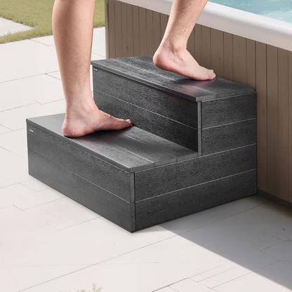 VEVOR Hot Tub Step, 2-traps Spa Outdoor Trap, Heavy Duty 635 mm brede HEUPEN Bovengronds Opblaasbare Zwembadladder met 600 Lbs Gewichtscapaciteit, Multifunctioneel voor veranda, terras, terras, terras
