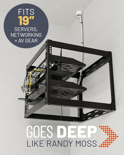 ECHOGEAR 10U Netwerkrek - Wandmonteerbaar Heavy Duty 4-paalontwerp voor al uw netwerk- en AV-apparatuur - Open frame-ontwerp omvat 2 1U geventileerde planken en montagehardware