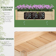 Outsunny verhoogd bed, 2 verdiepingen, koud frame, kruidenbed, plantenbak met 8 afvoergaten, massief hout, naturel, 86 x 85 x 72 cm