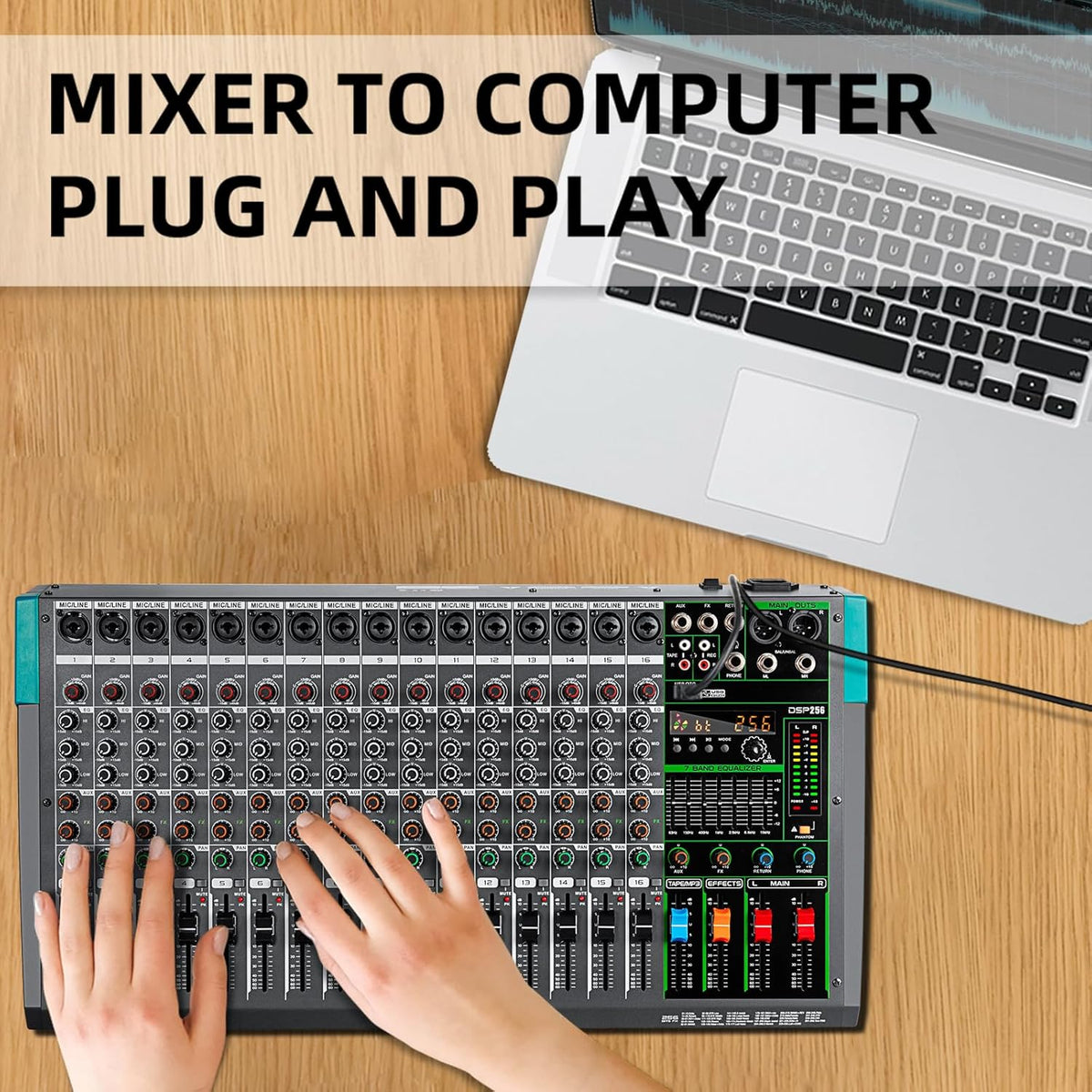 Professionele 16-Kanaals Mixer – Audiomixer – Mengpaneel – Mengtafel – Geluidsmixer – 48V Fantoomvoeding – 256 DSP-Effecten