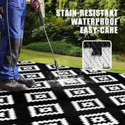 Buiten Vloerkleed - Buitenkleden - Buitentapijt - Opvouwbaar - UV-bestendig - Waterdicht - Buitenmatten - voor Buiten - Balkon - Strand - Picknick -Terras - Rechthoekig - 245 x 305 cm - Zwart