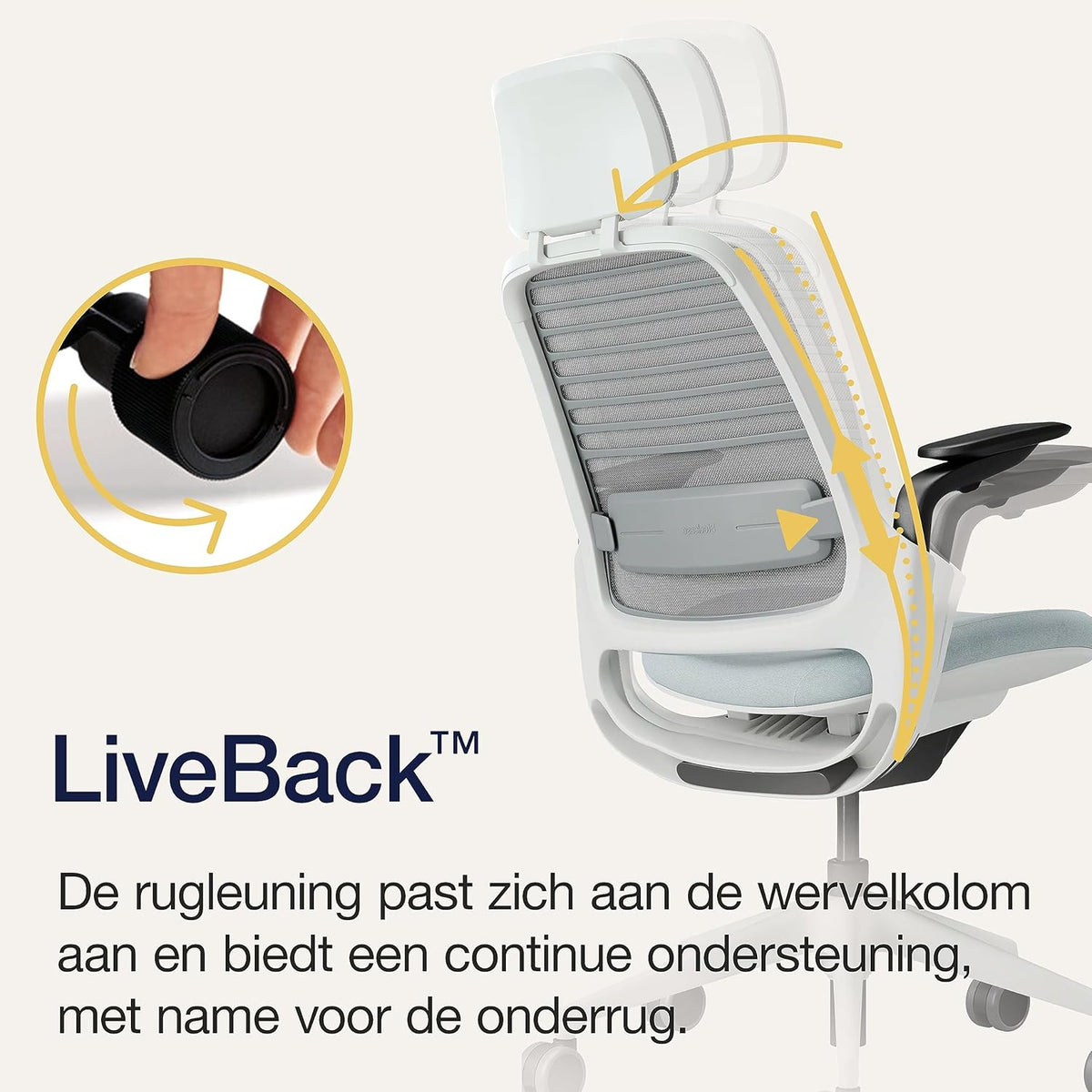 Ergonomische Bureaustoel – Bureaustoel Draaistoel Kantoormeubel Werkstoel – Verstelbare Lendensteun – 4D Armleuningen – Ademend Mesh – LiveBack Technologie