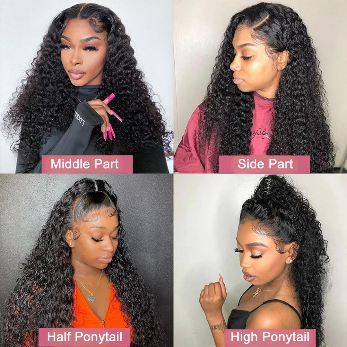 Braziliaanse pruik van echt haar, Deep Wave Lace Front, pruik voor dames, natuurlijk, Braziliaans krullend, 180% dichtheid, 13 x 4, kanten pruik, echt haar, zwart, natuurlijke kleur, voor vrouwen, 24