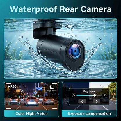 Hodozzy 4K Dashcam met voor- en 2,5 K achteruitrijcamera, 3,16 inch IPS-scherm, dashcam voor auto, 5,8 GHz wifi-app-bediening, ADAS, BSD LCA, nachtzicht, G-sensor, loop-opname, parkeermodus-monitor