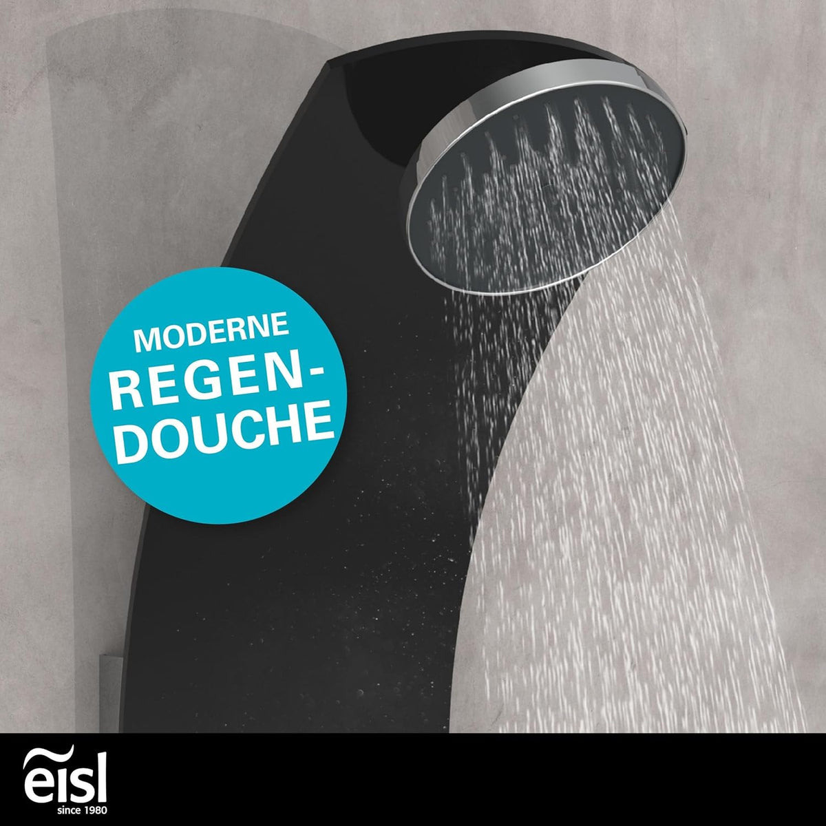 EISL ORSP-YMSBB Caribisch douchepaneel, wellnessdouche 3-in-1 met regendouche, zes massagejets en handdouche, douchearmatuur, eenvoudig te monteren, doucheset van veiligheidsglas, zwart