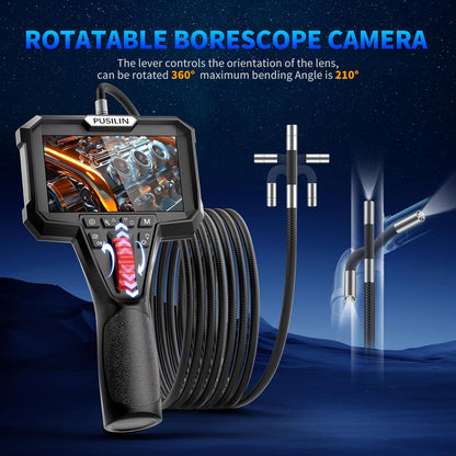 Y400 endoscoop met licht, Borescope inspectiecamera 4,3 inch LCD-scherm met 6 LED-verlichting, IP67 waterdichte endoscoop met 1,0 m semi-stijve slangcamera