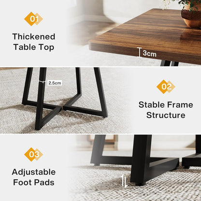 Tribesigns Dining Table Kitchen Table for 4 People, Small Dining Room Table with Metal Base in Industrial Style, Wooden Table for Dining Room, Home, Table 80 x 80 cm, Brown