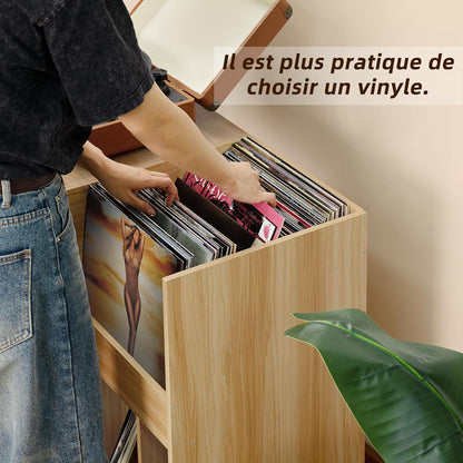 Draaitafelstandaard Houten – Platenspelerstandaard – Vinyl Opbergkast – Platenkast – Muziekmeubel – Voor Meer Dan 300 Vinylplaten – 4 Brede Vakken