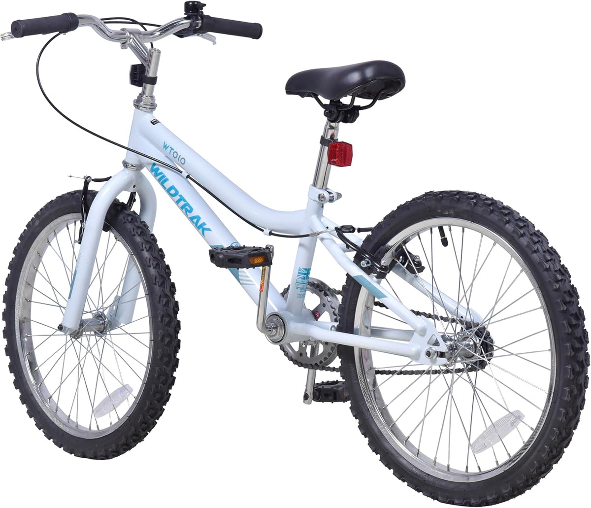 Wildtrak - 20 inch fiets voor kinderen, leeftijd 6-9 jaar, verstelbare remmen - wit