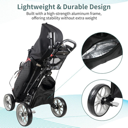 CaddyTek Golfwagen met 4 wielen - Caddycruiser One Version 8 1-Click opvouwbare trolley - lichtgewicht, compacte trekwagen, gemakkelijk te openen