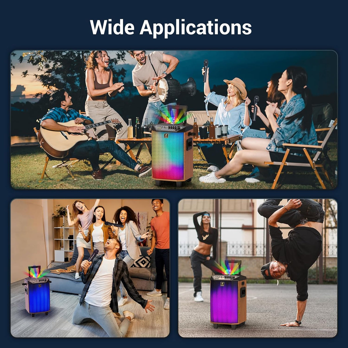 Karaokemachine Voor Volwassenen Bruin – Karaoke Installatie – Bluetooth Luidspreker – PA-Systeem – Partybox – 2 Draadloze Microfoons – LED Discobal En Bluetooth 5.0