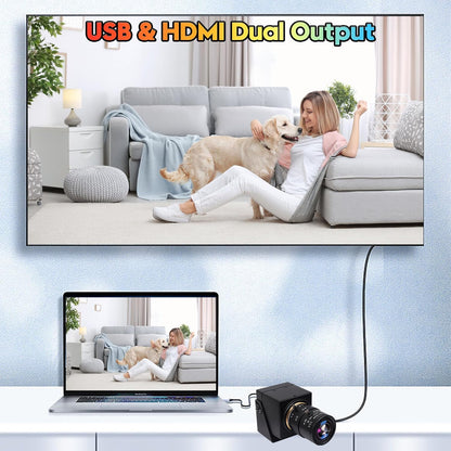 Svpro HDMI USB Zoom Camera 4K 60fps USB 3.0 handmatige focus webcam met 2,8-12 mm optische zoomlens, HD industriële camera 8MP H.264 60fps voor computer, monitor, tv, projector