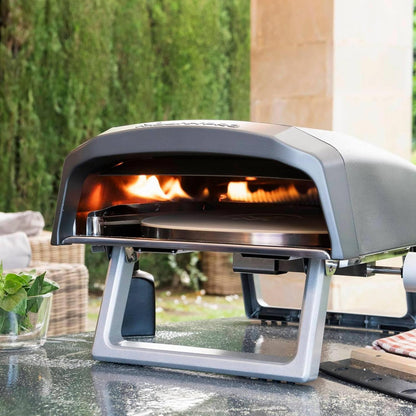MasterPRO Napoli Draagbare gas-draaide-pizzaoven, snel en gelijkmatig garen, vermogen tot 500 °C, pizza's in 60 seconden klaar, draagtas en stenen dienblad inbegrepen