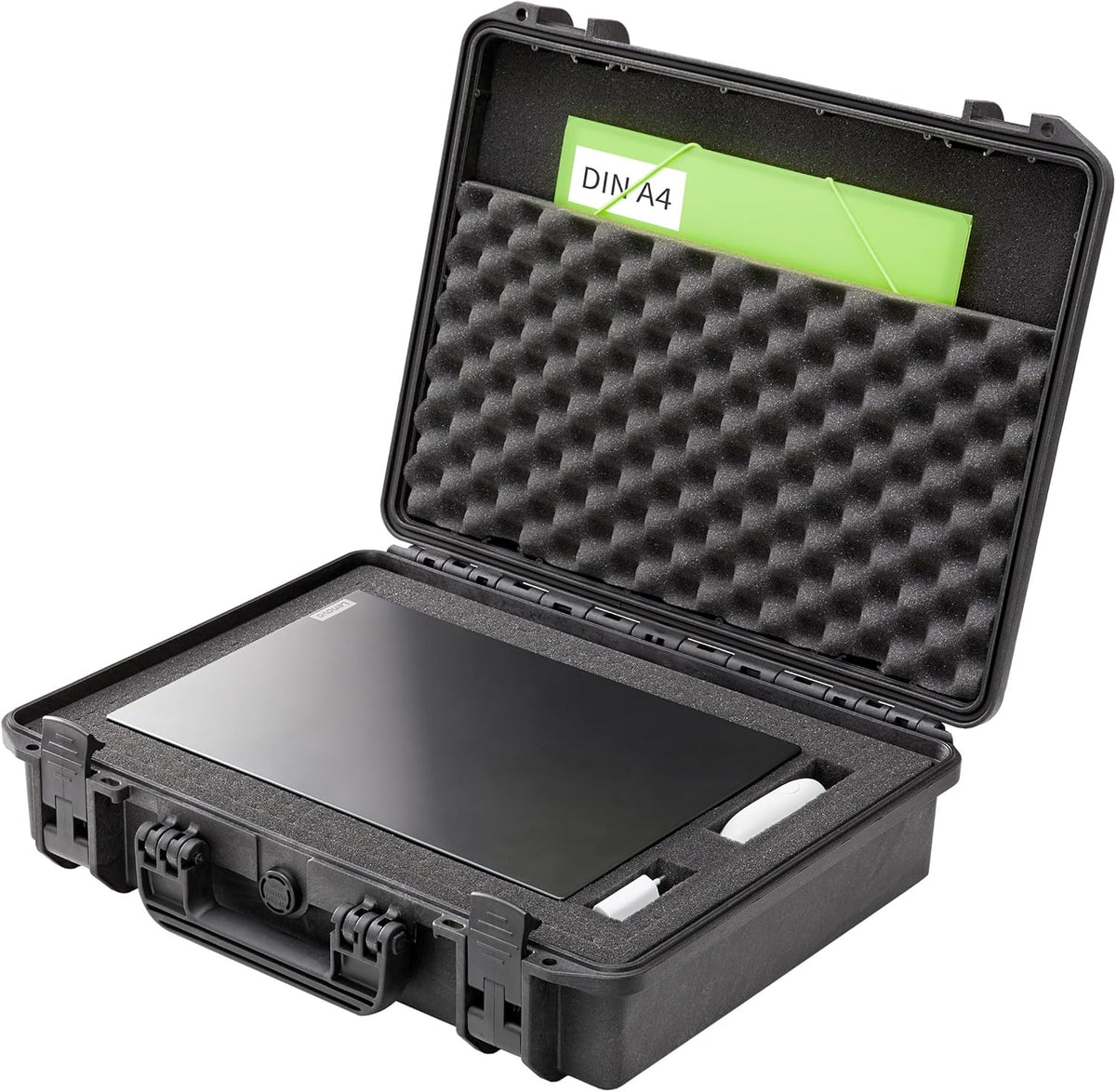 TOMcase waterdichte outdoorkoffer voor notebook/laptop tot 17" en accessoires, splintervrije harde koffer met configureerbaar rasterschuim, transportkoffer