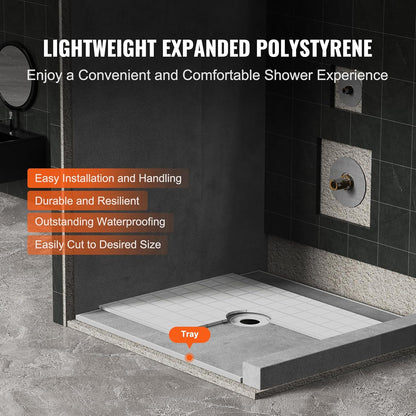 Douchekit – Douchebak – Douchevloer – Douchegoot – Doucheafdichting – Lichtgewicht EPS Materiaal – 160 mm Centraal Afvoergat
