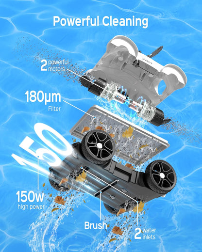 <font dir="auto" style="vertical-align: inherit;"><font dir="auto" style="vertical-align: inherit;">        WYBOT Pool Robot with 150W Powerful, Pool Vacuum with Strong Suction and Adjustable Cleaning Cycles 1/2/3H       </font></font>