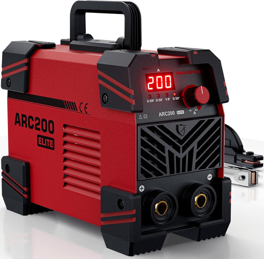 ARCCAPTAIN Elektrodenlasapparaat 200 A met groot led-display, inverter-lasapparaat ARC met en IGBT-inverter, draagbaar laserlasapparaat, 230 V met hete start, boogkracht