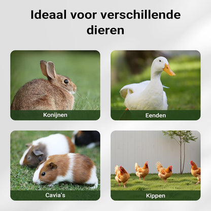 Konijnenhok met twee verdiepingen en trap - uitneembare vloer - van hout - rood-wit