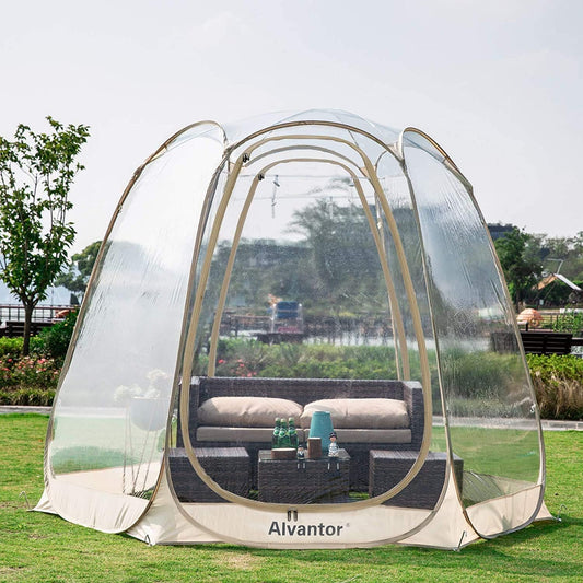 Alvantor Winterscherm Huiskamer Campingtent Luifel Tuinhuisjes 4-6 personen voor terrassen, grote extra grote weerpod, premium kas instant pop-up tent, sneeuw- en regenbescherming (10'x10')