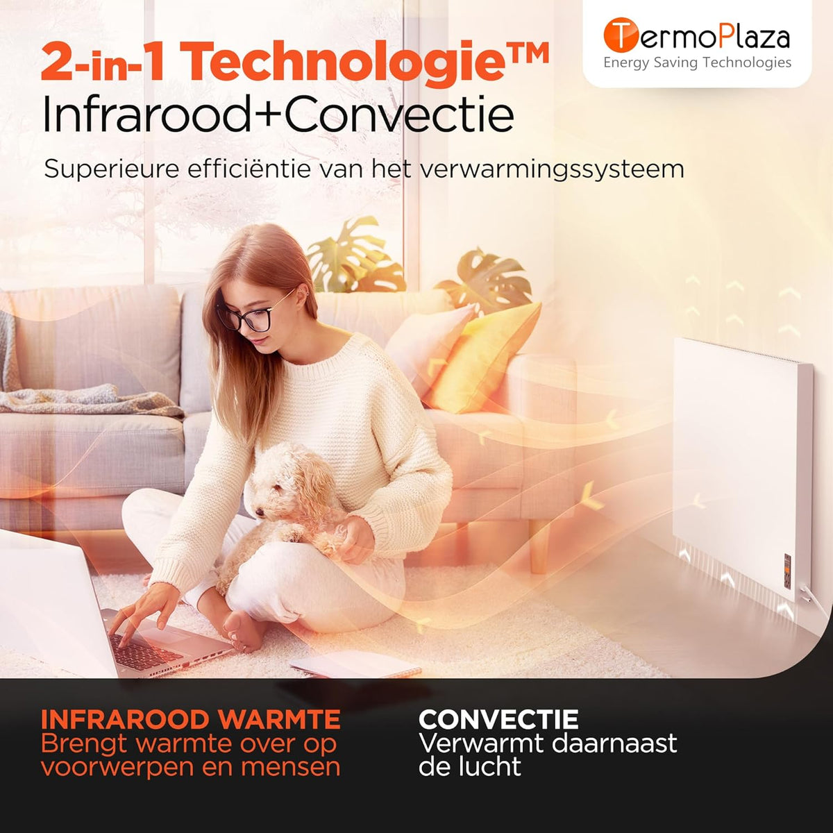 Infrarood verwarmingspaneel – Infrarood paneel – Elektrische kachel – Convectorkachel – Elektrische verwarming – Staand model – WiFi bediening – 270 W voor ruimtes tot 7 m²