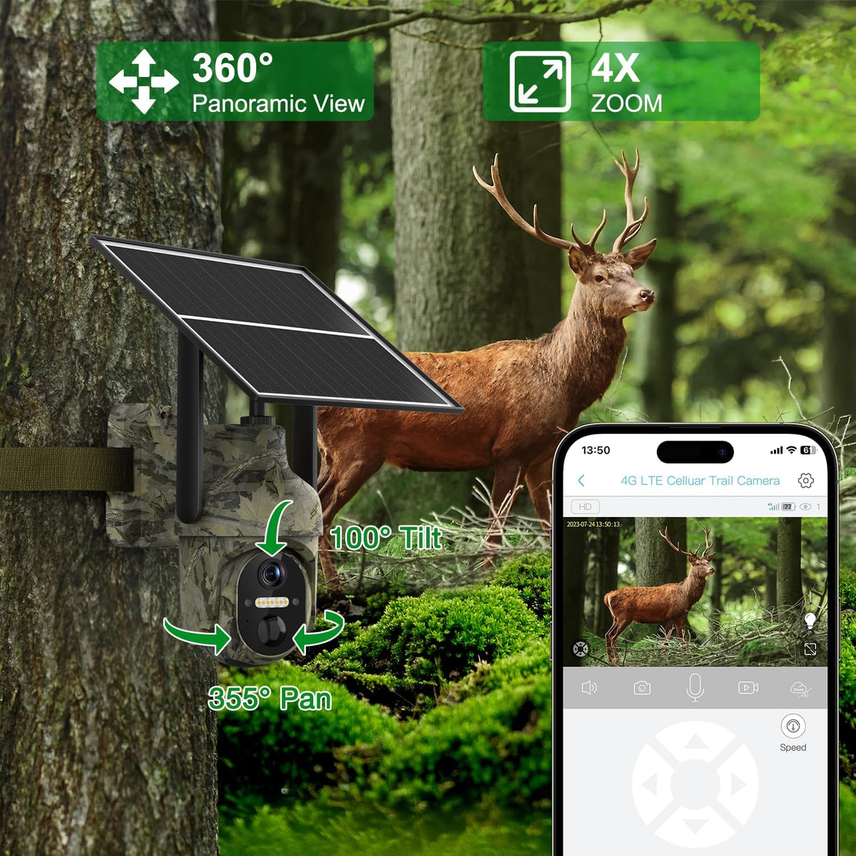 4G Beveiligingscamera – Wildcamera – Mobiele Camera – Draadloze Bewakingscamera – Surveillance Camera – 2K HD Kleurennachtzicht – Zonnepaneel Met Ingebouwde Batterij – 2 Camera Set