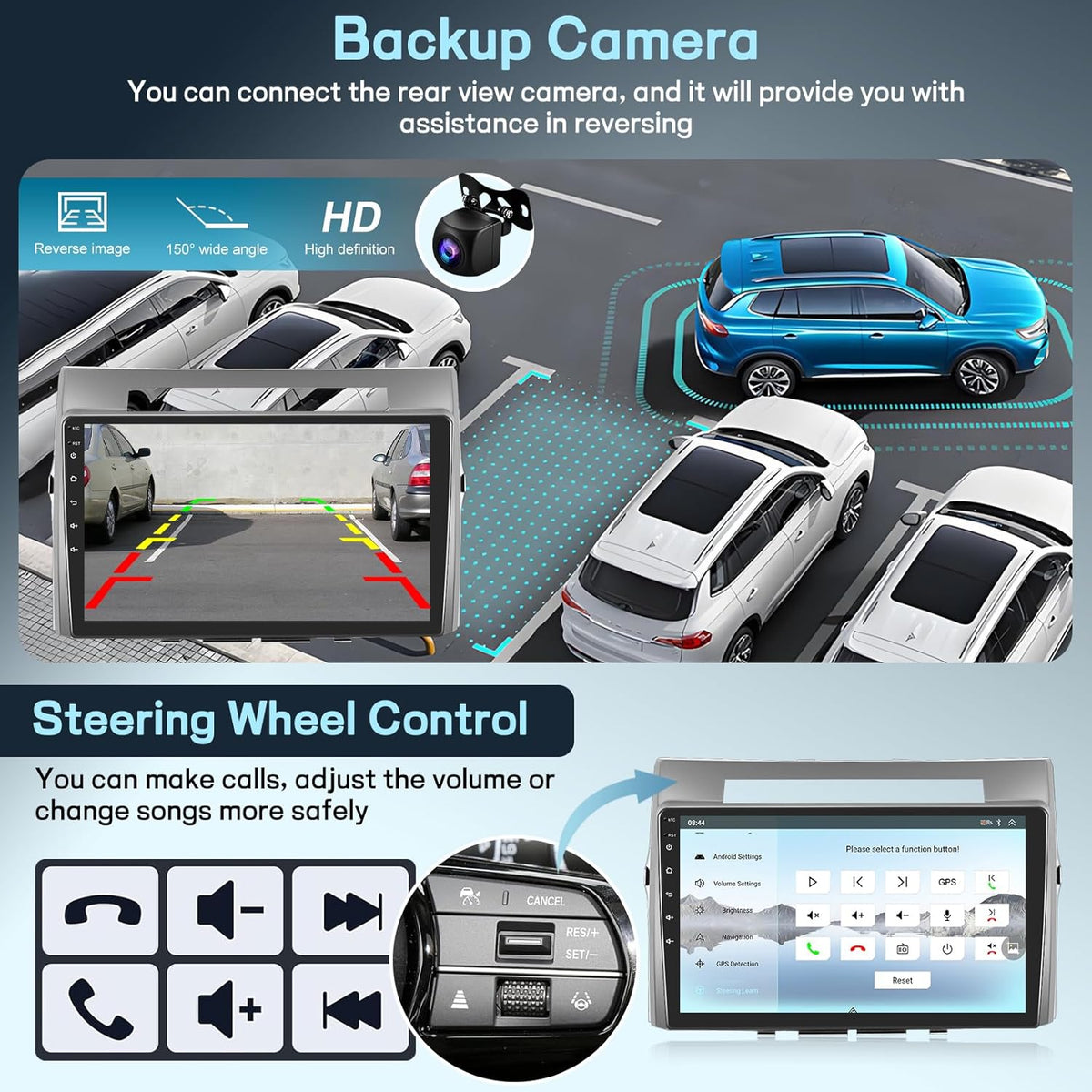 4G+64G 8 Core Qualcomm Car Radio for Toyota Corolla Verso AR10 2004-2009 with Wireless Carplay & Android Auto, 9 Inch Car Stereo with WiFi/GPS/Bluetooth 5.1/FM RDS Radio