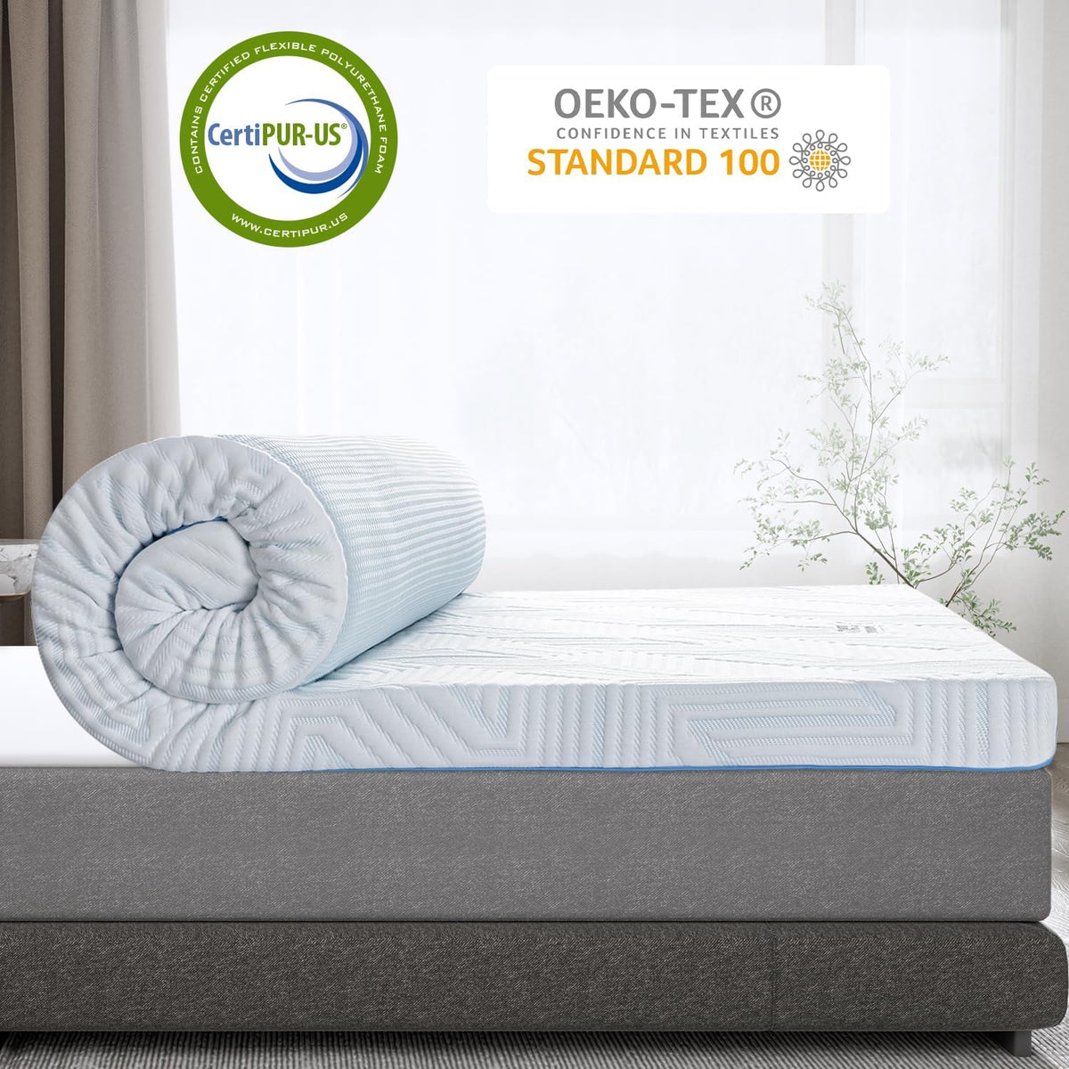 Matrastopper – Topper – Matrasverbeteraar – Matrasbeschermer – Geltraagschuim Topper – 140 x 200 cm – 10 cm Dik – Hardheid H3 en H4 – Wasbare Ademend Overtrek – Anti-Slip Met Verstelbare Riemen