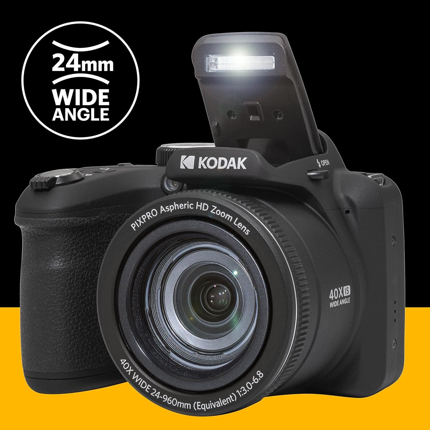 KODAK Pixpro Astro Zoom AZ405 - digitale brugcamera, 40x zoom, 24 mm groothoeklens, 20 megapixels, 3 inch LCD-scherm, 1080p Full HD-video, OIS, AA-batterij - zwart